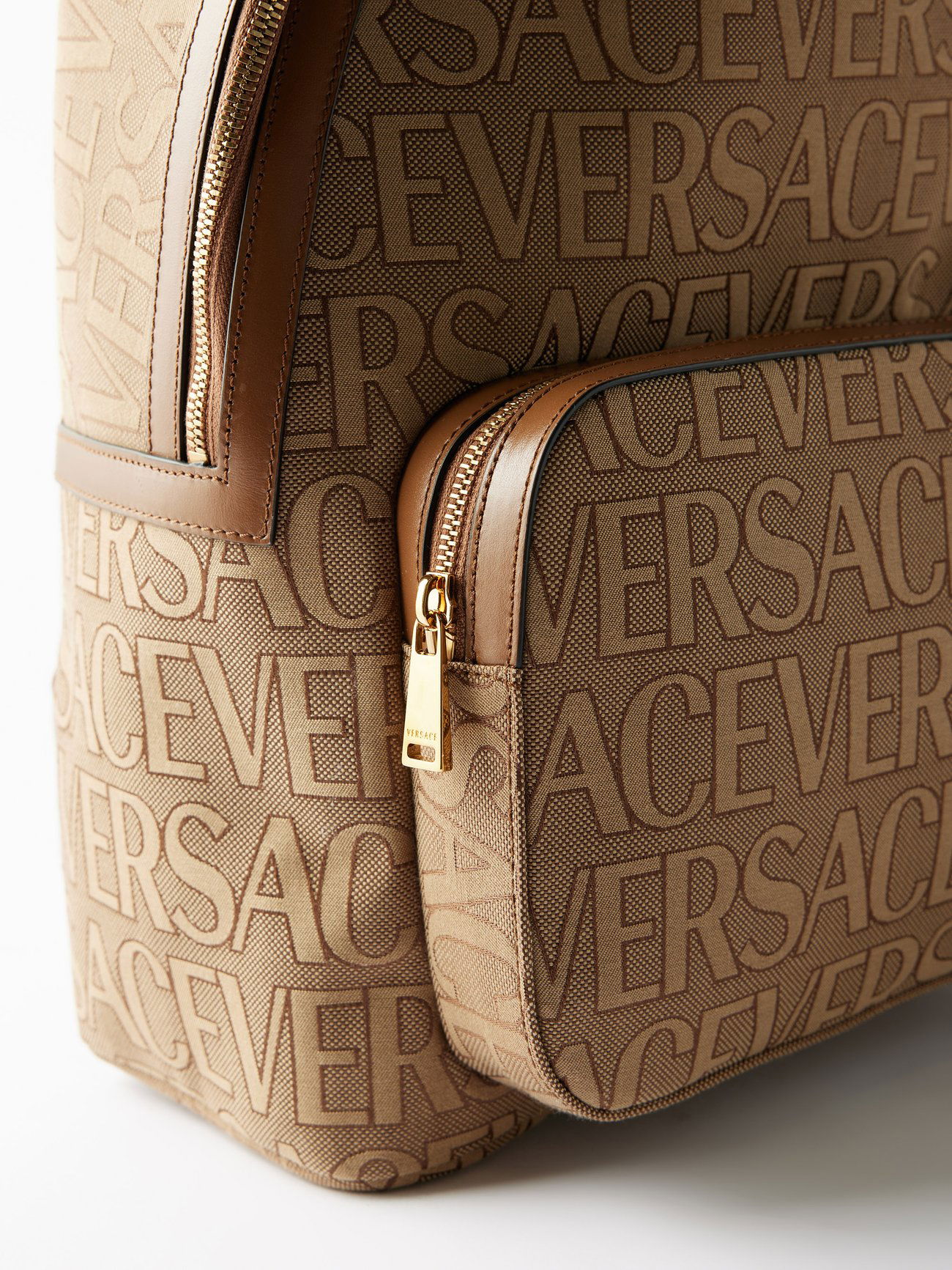 Versace brown gold nylon unisex backpack Backpack Purse Cheap Versace Backpack Versace Allover Neo  main image 2