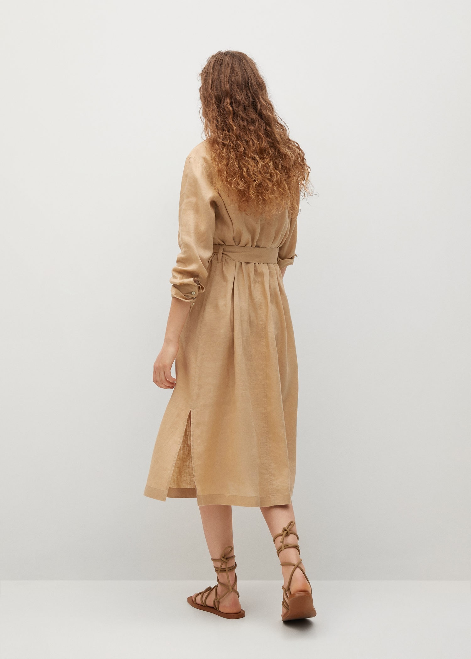 mango linen blend shirt dress Linen and lyocell-blend shirt dress with belt - Women