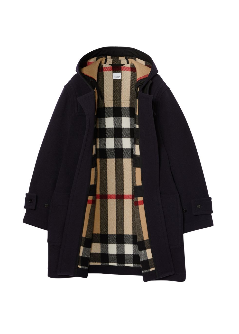 BURBERRY Check-Lined Technical Wool Duffle Coat endource