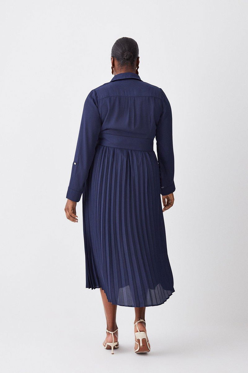karen millen belted midi dress Karen Millen Tailored Denim Belted Midi Dress in Indigo