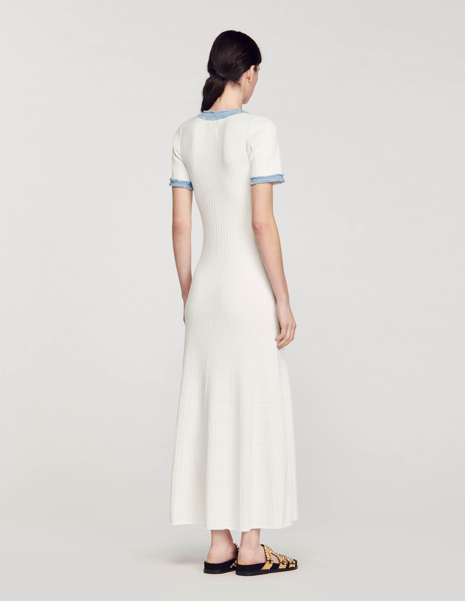 SANDRO Knit And Denim Midi Dress | endource