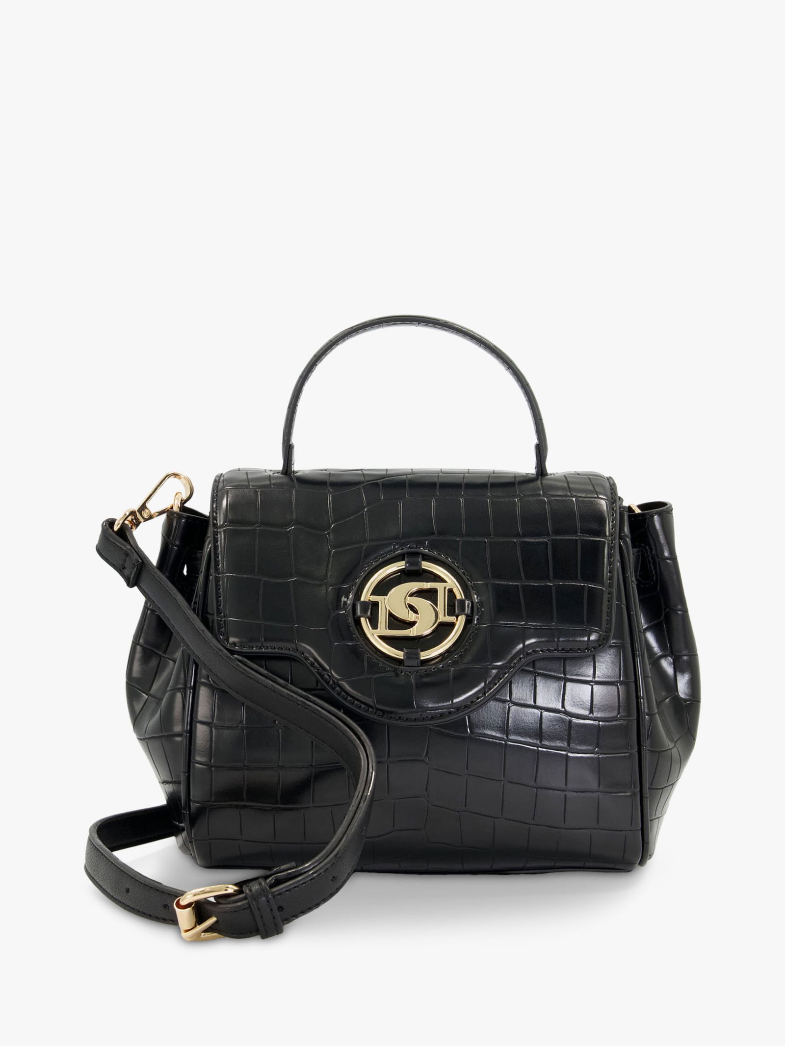 DUNE Dillion Croc Effect Top Handle Grab Bag in Black Endource