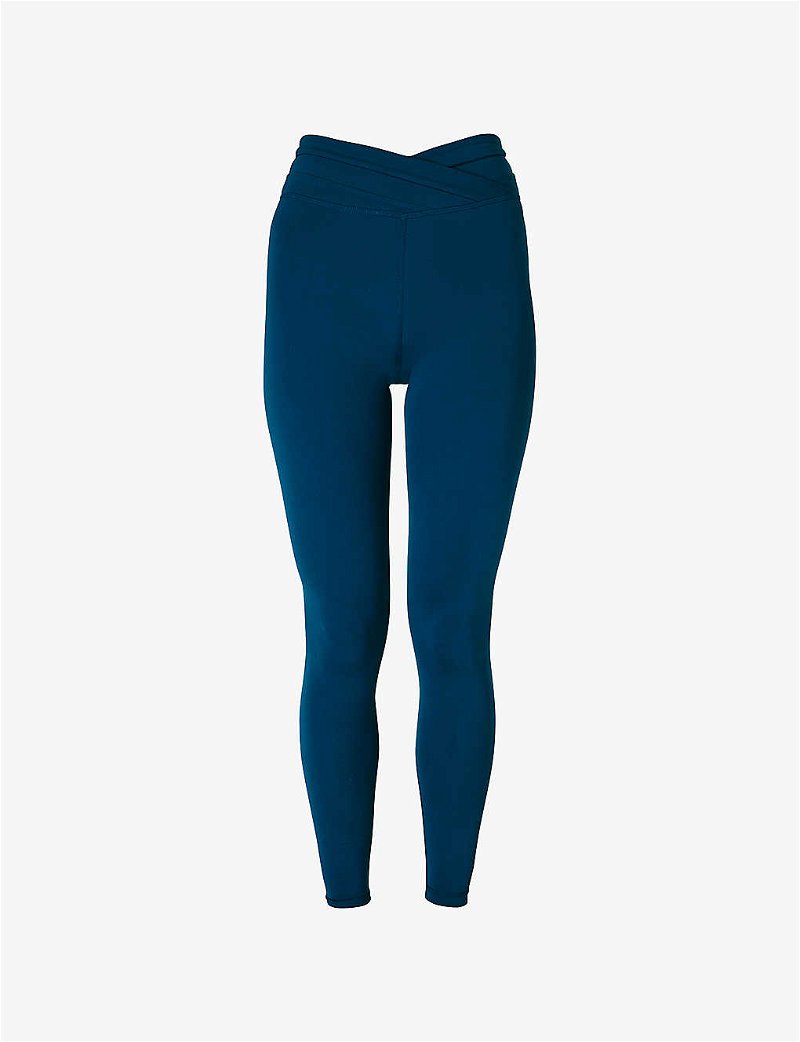 SWEATY BETTY All Day Wrap-Waist Stretch Leggings in Colossal Blue