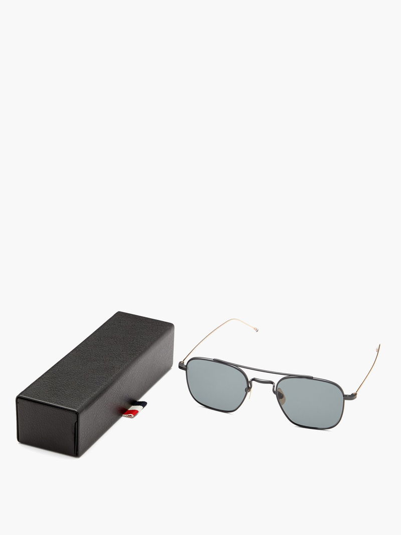 Thom Browne Mirrored Aviator-Frame Sunglasses | endource display picture 1