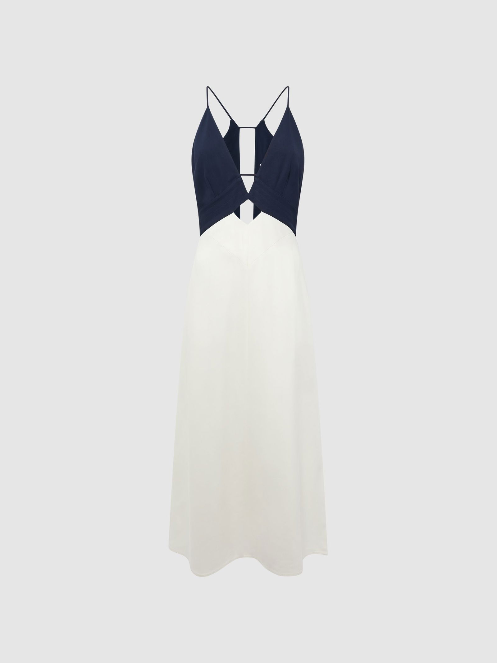 REISS Ella Colourblock Strappy Dress in Navy/White | Endource