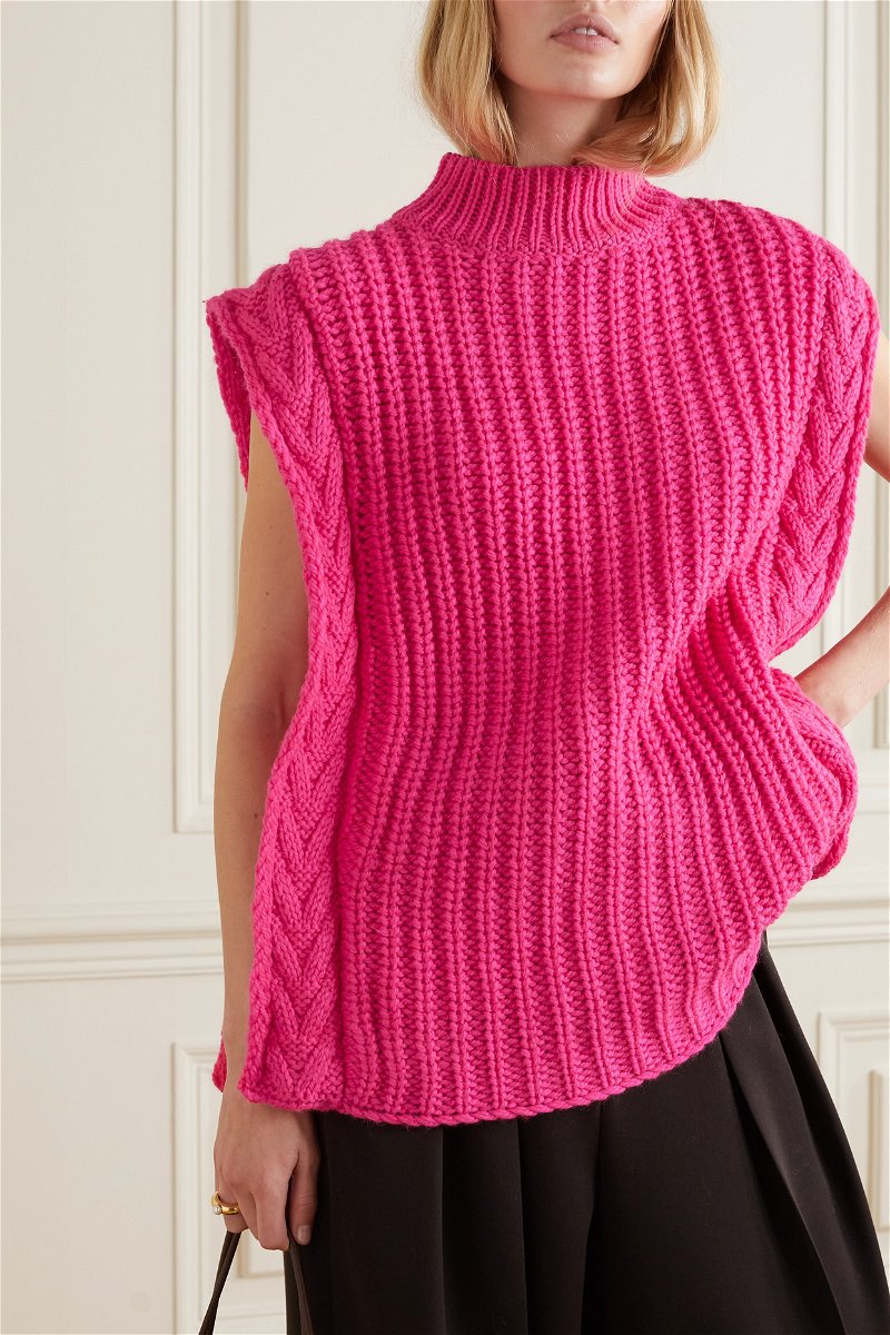 Wild Oversized Convertible Cable-Knit Wool Sweater