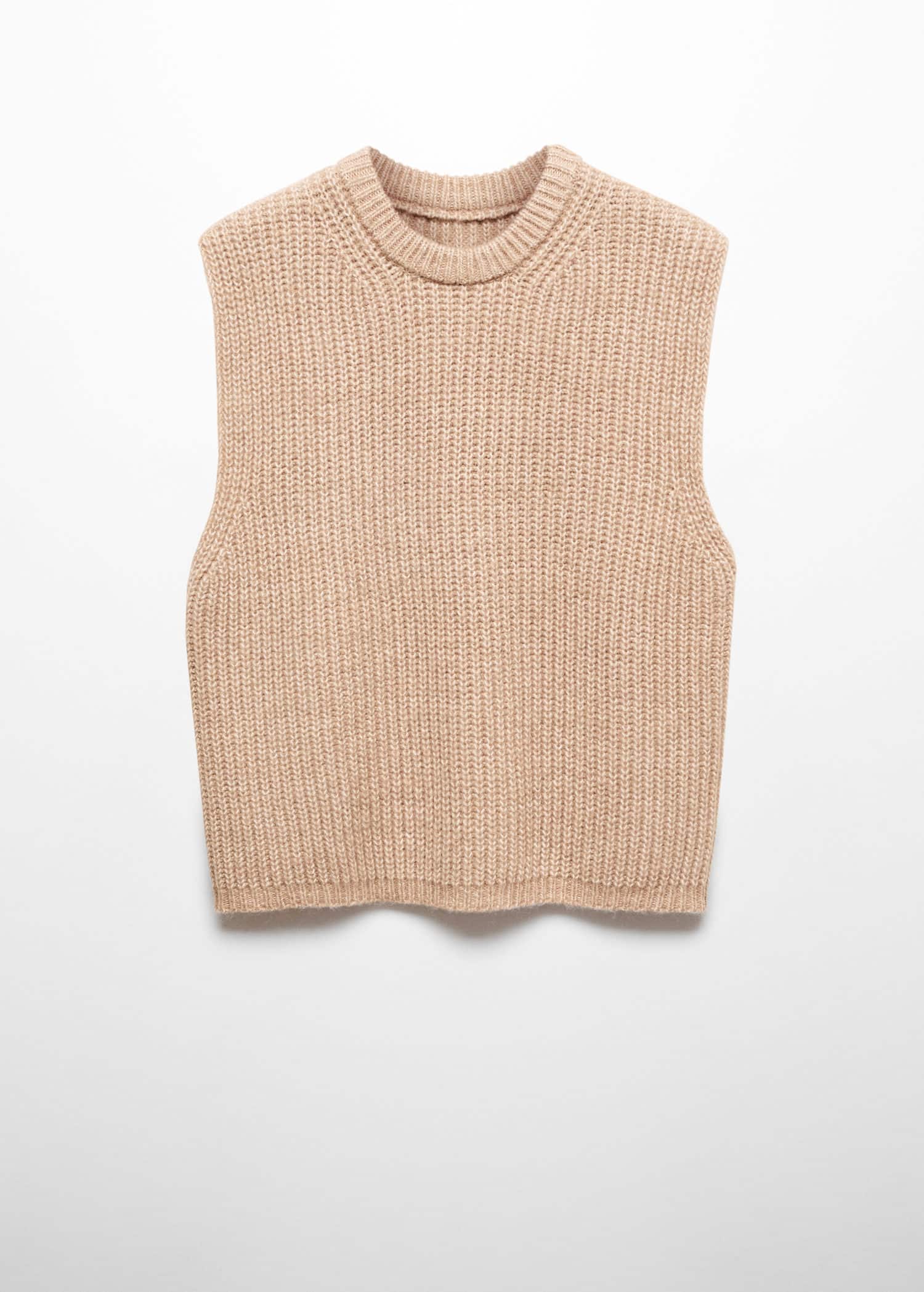 Knit Filet MANGO Chunky-Knit Gilet in Medium Brown | Endource