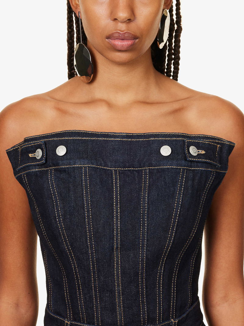 Denim Off The Shoulder Corset Top