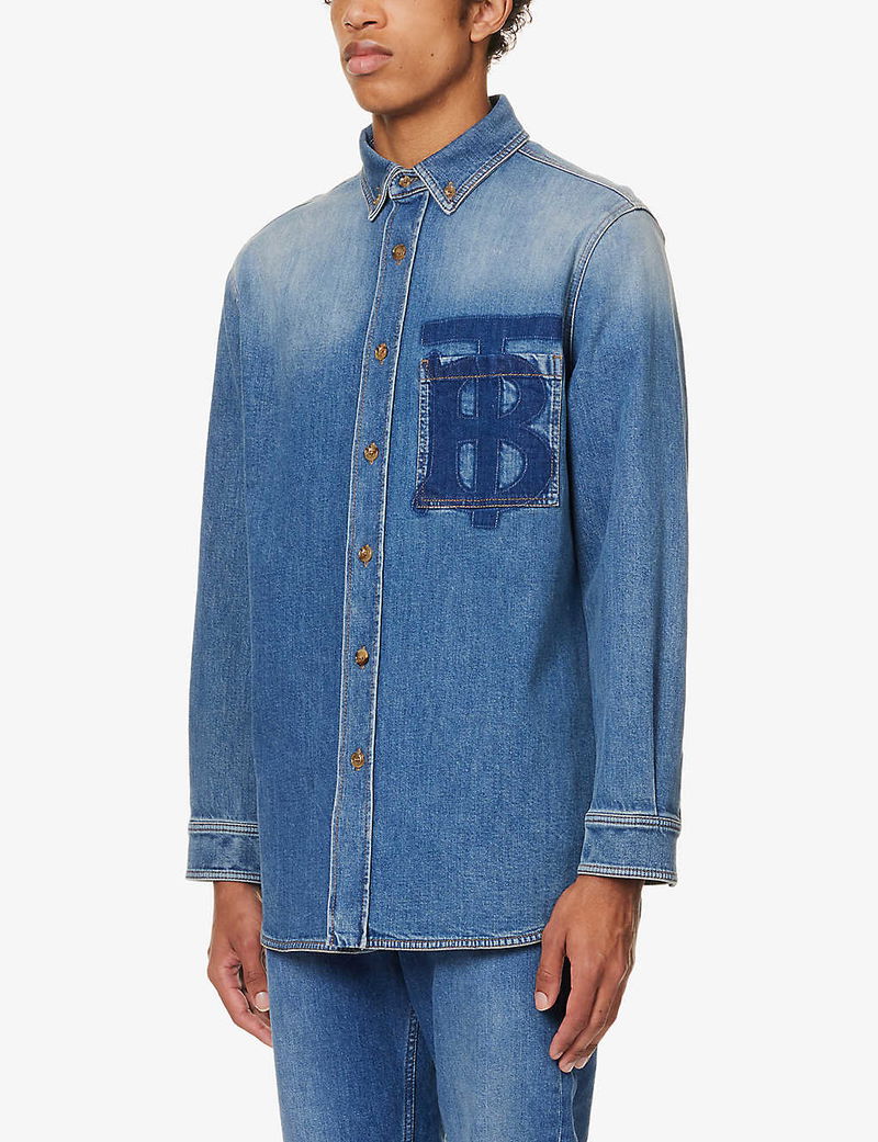 burberry contrast button stretch cotton shirt