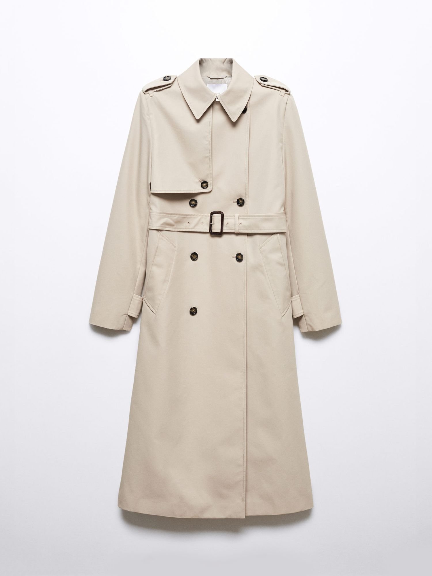 MANGO Chicago Waterproof Double Breasted Trench Coat in Black | Endource