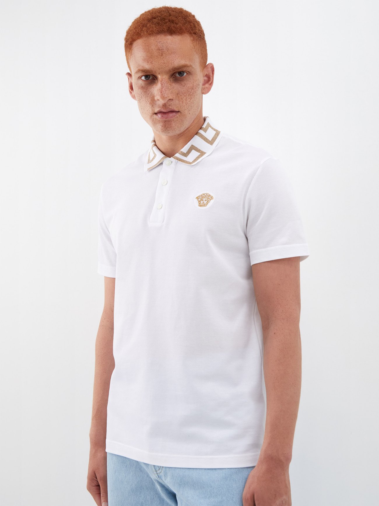 Medusa Versace Polo Shirts VERSACE Medusa Head-Embroidered Cotton