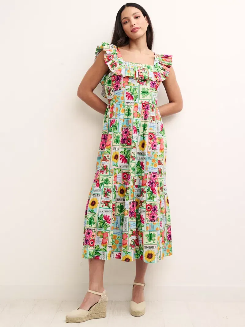 NOBODY'S CHILD Nobody's Child x Happy Place by Fearne Cotton - Cassidy  Graphic Midi Dress | endource