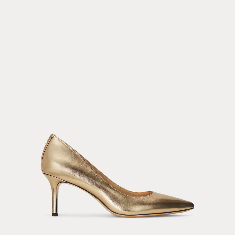 LAUREN RALPH LAUREN Lanette Metallic Nappa Leather Pump in Brown | Endource