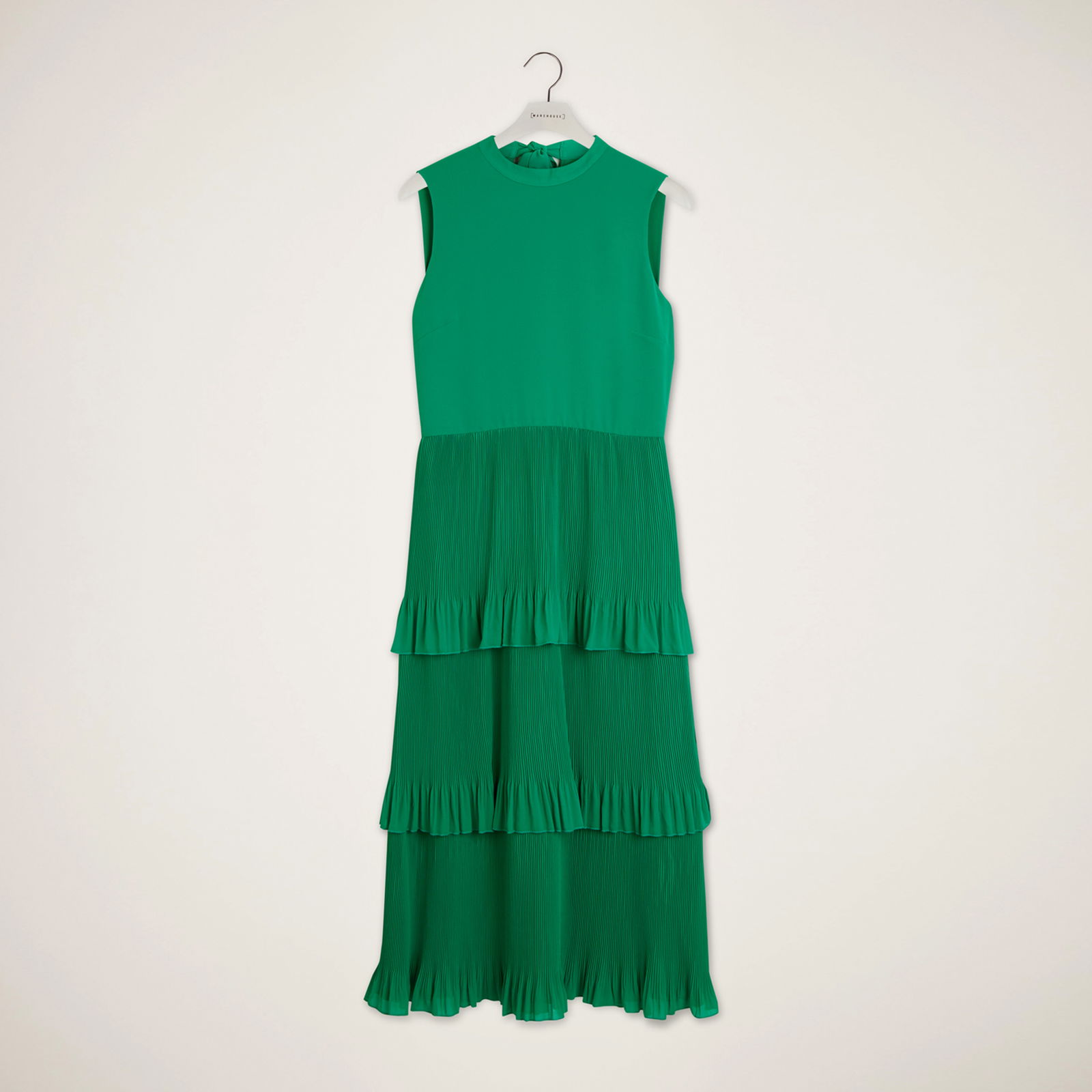 WAREHOUSE Micro Pleat Tiered Midi Dress | endource