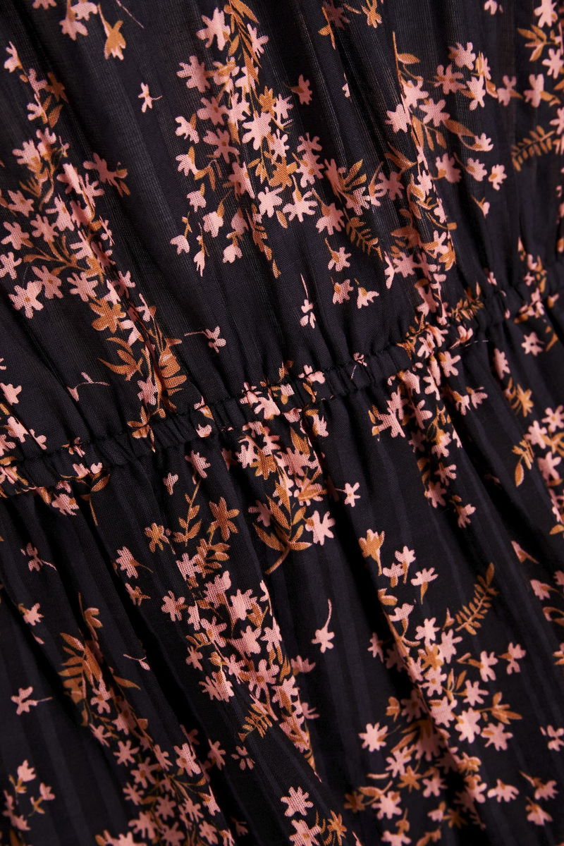 gathered floral jacquard mini dress Floral Jacquard Embroidered Mini Multicolor / 1X