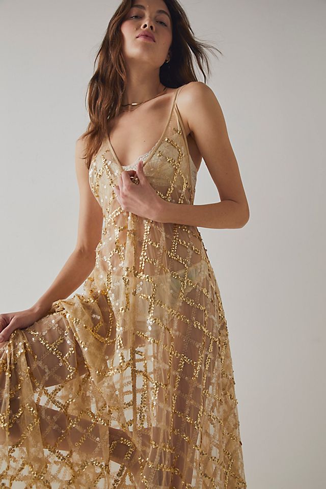 free people gold slip dress Petal and Pup Women's Naira Pleated Maxi Dress main image 0