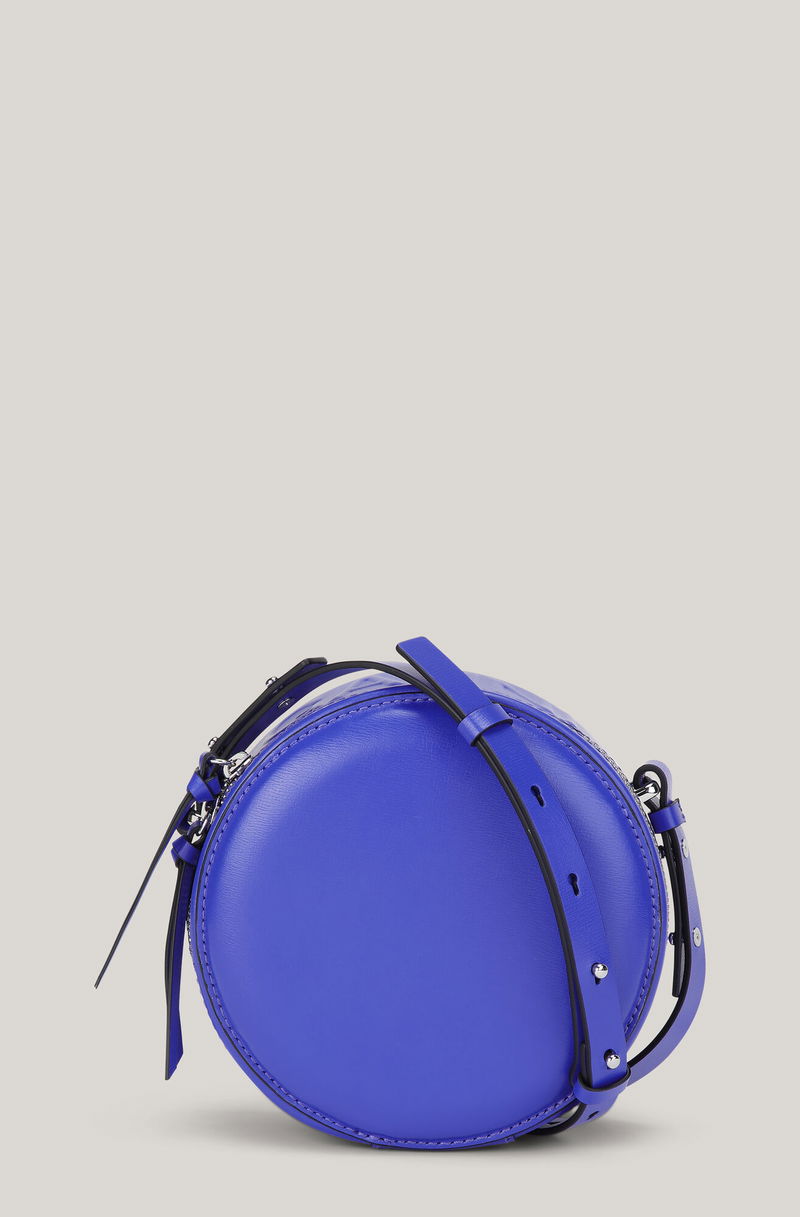 GANNI Round Crossbody Logo Bag in Dazzling Blue | Endource