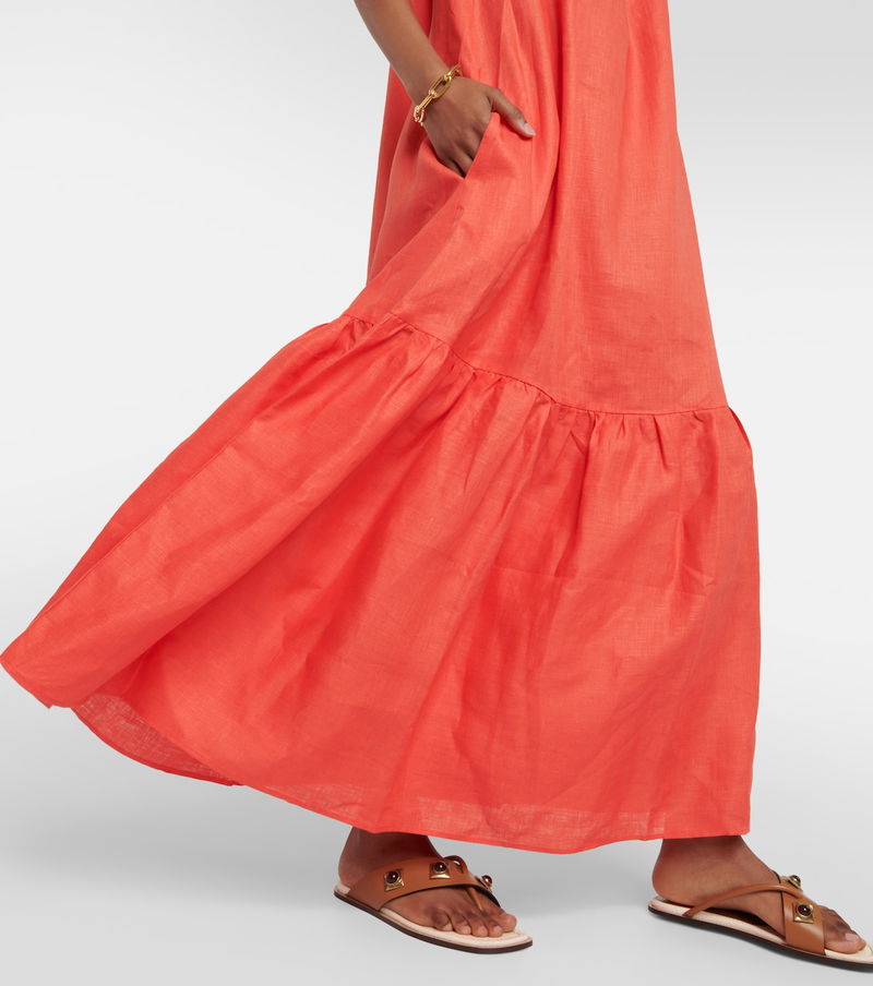 ASCENO Ibiza Linen Maxi Dress | endource