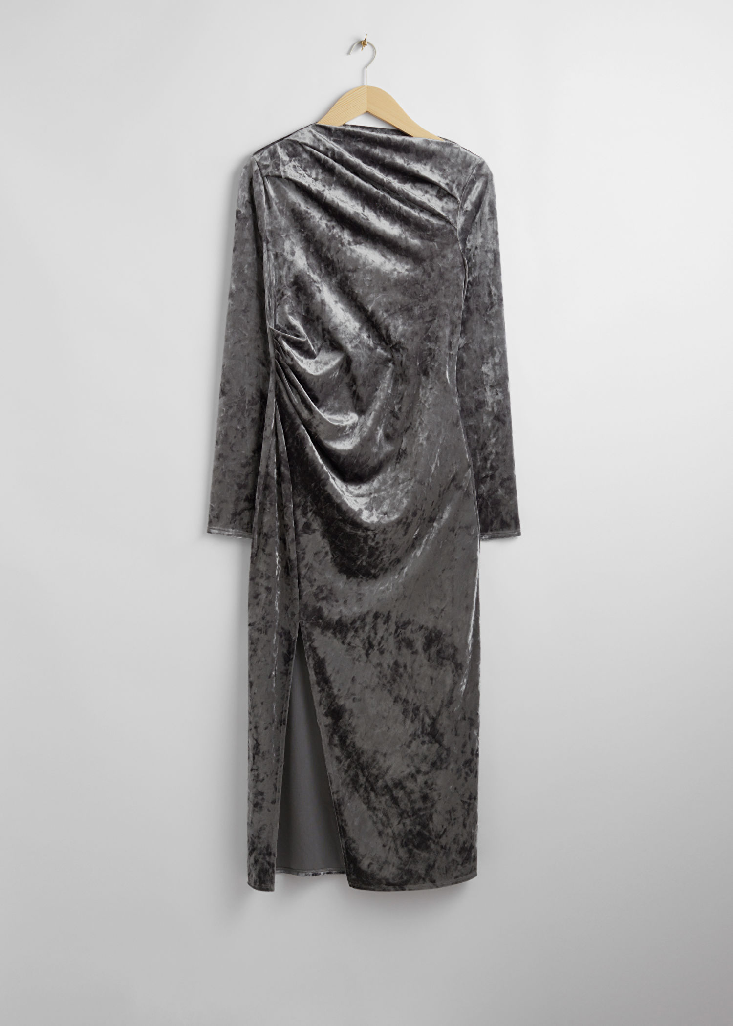 chinese dress ladies Taupe Velvet Smocked Long Sleeve Maternity Maxi Dress main image 0