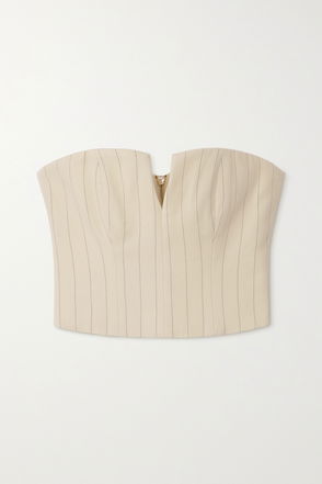  OTHER STORIES Ribbed Halterneck Bustier Top in Cream