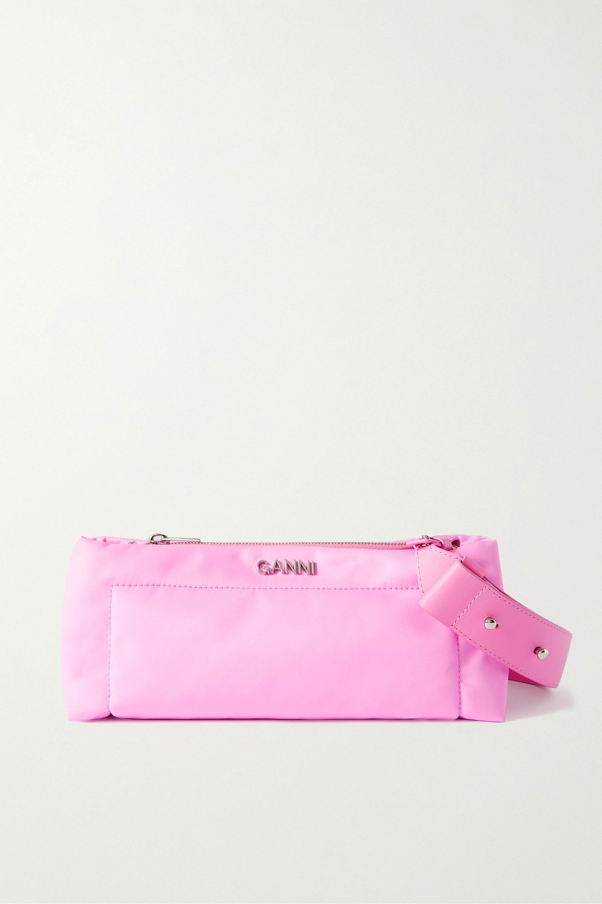 GANNI Pillow Baguette Leather-Trimmed Recycled Shell Shoulder Bag 