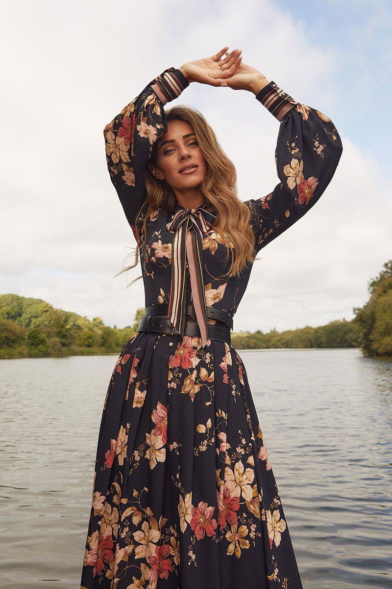 KAREN MILLEN Karen Millen x Lydia Millen Floral Woven Crepe Maxi