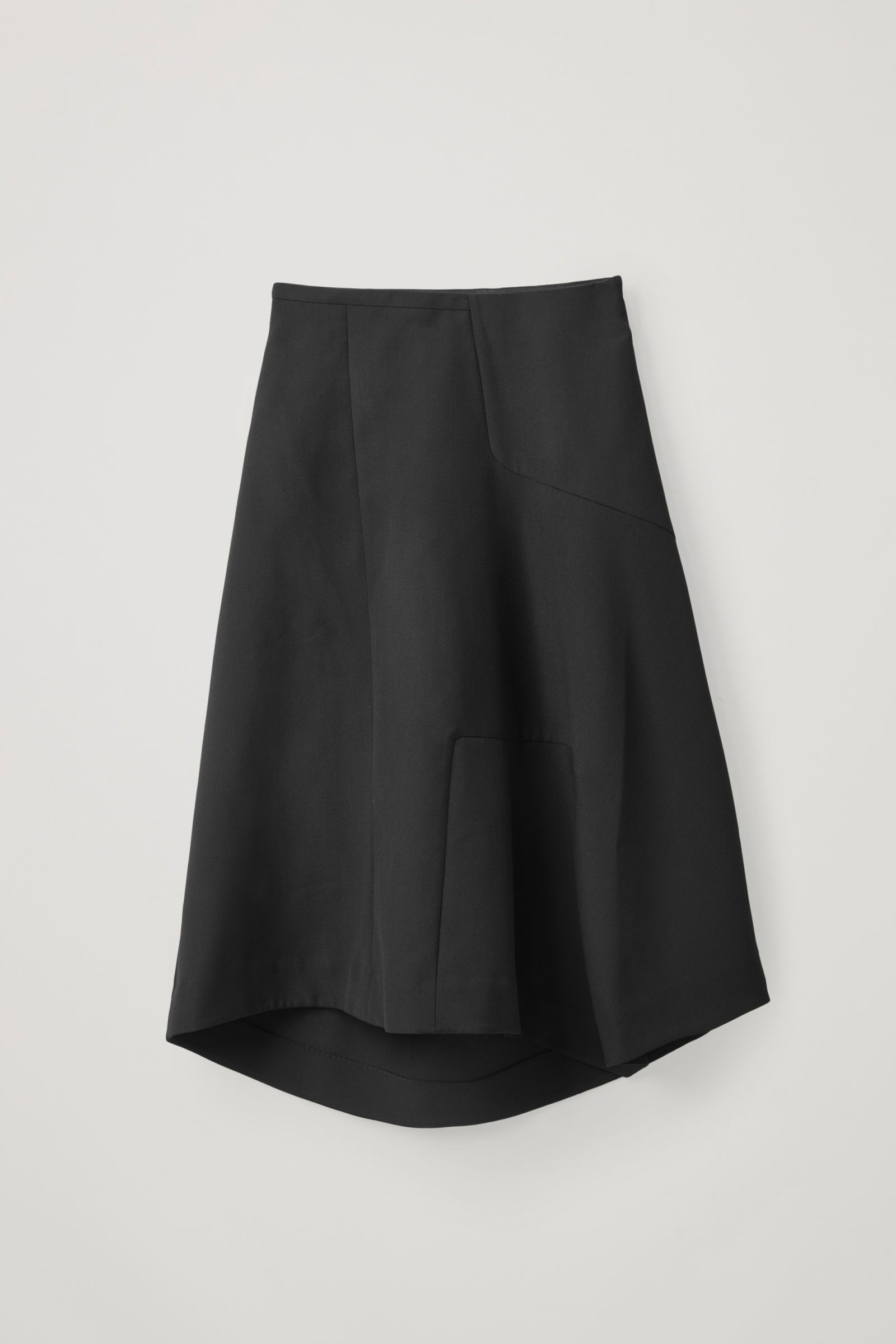 COS Asymmetric Wool-Mix Skirt in Black | Endource