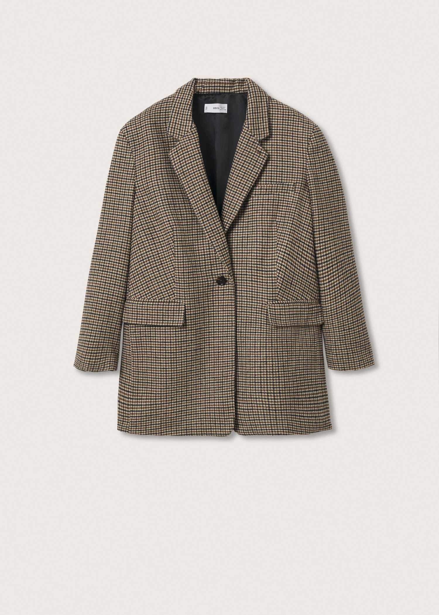 MANGO Houndstooth Wool-Blend Blazer endource
