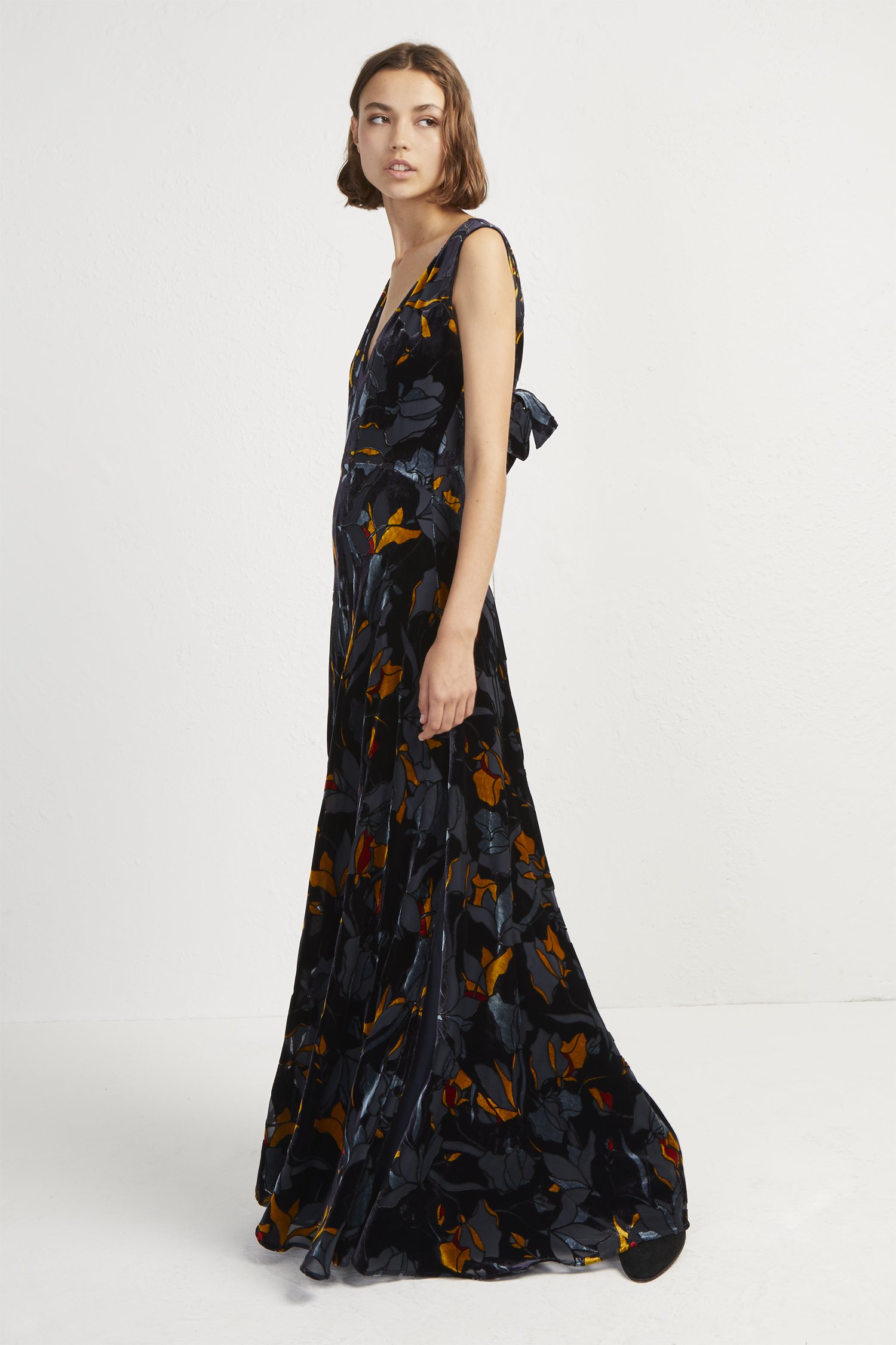 french connection green velvet dress Aventine Maxi full