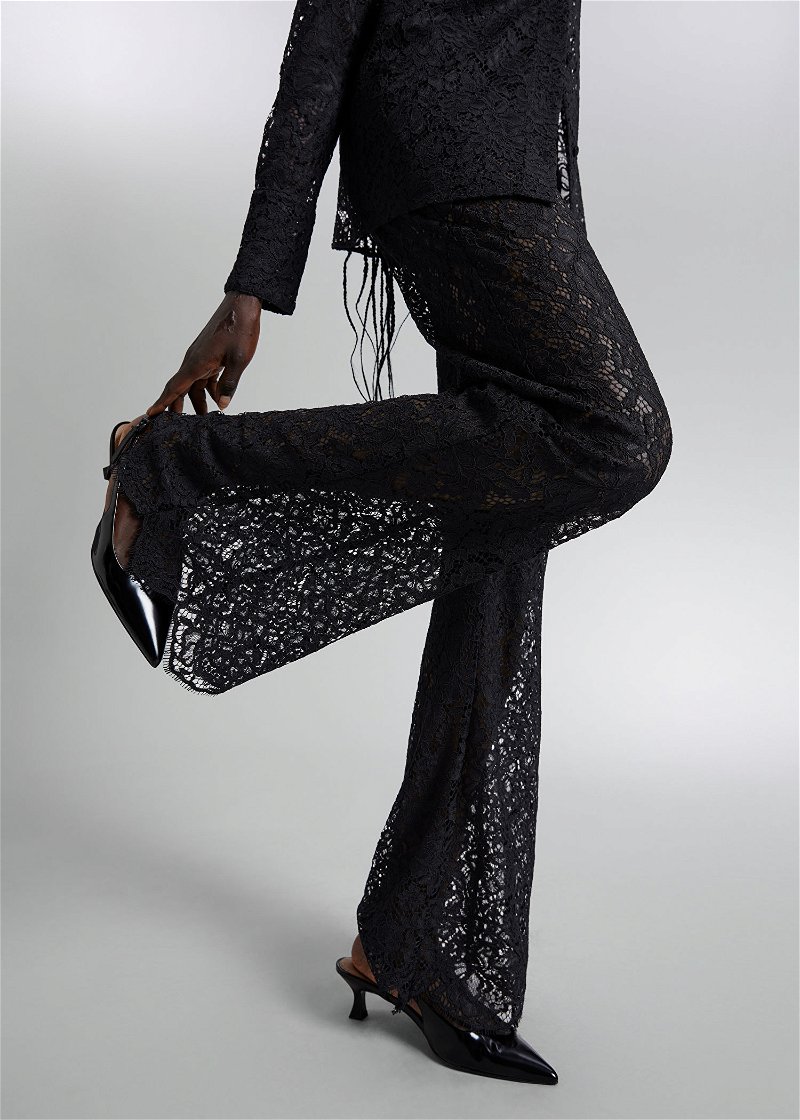  OTHER STORIES Flared Lace Trousers in Black