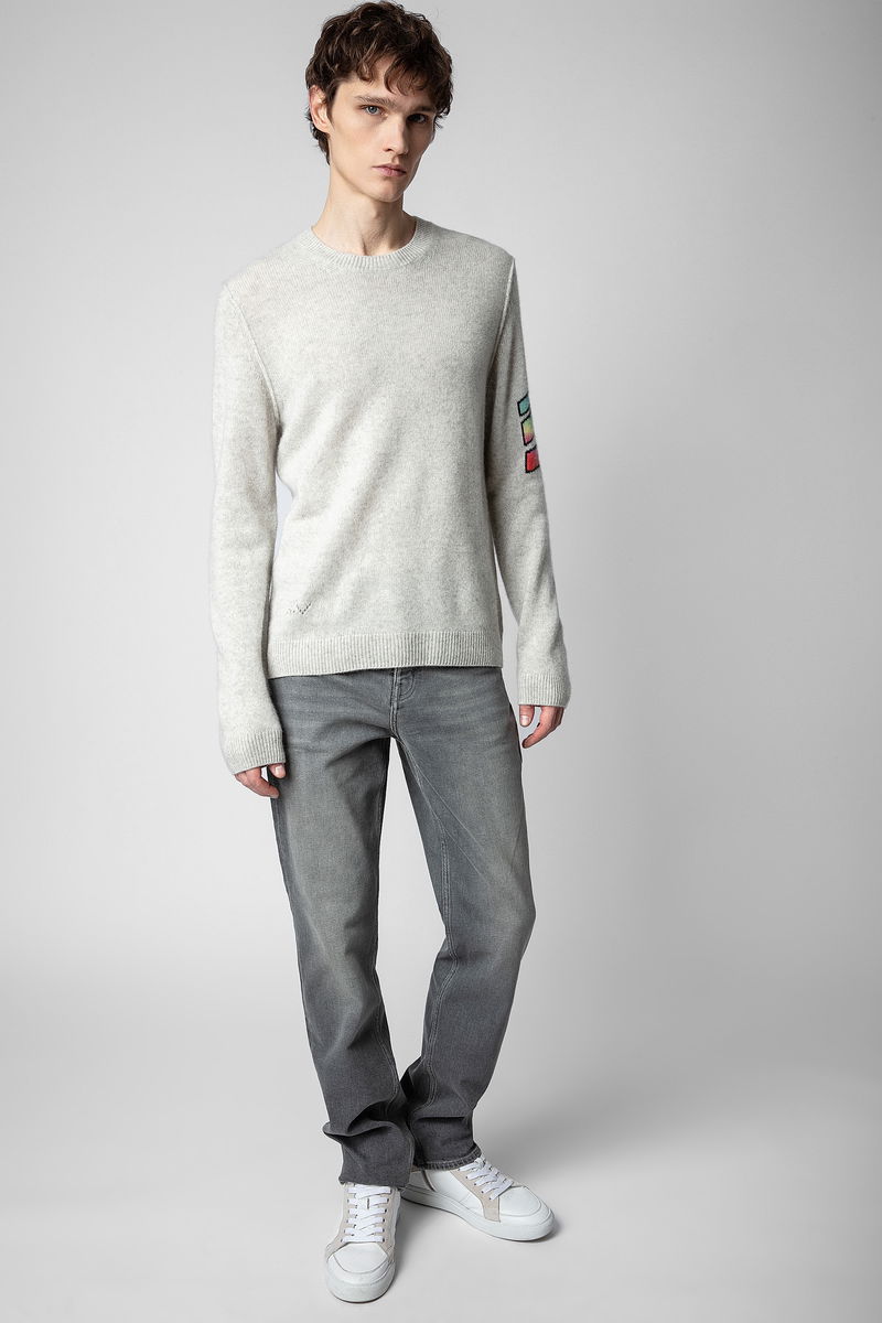 ZADIG & VOLTAIRE Kennedy Arrow Cashmere Sweater in Neige | Endource