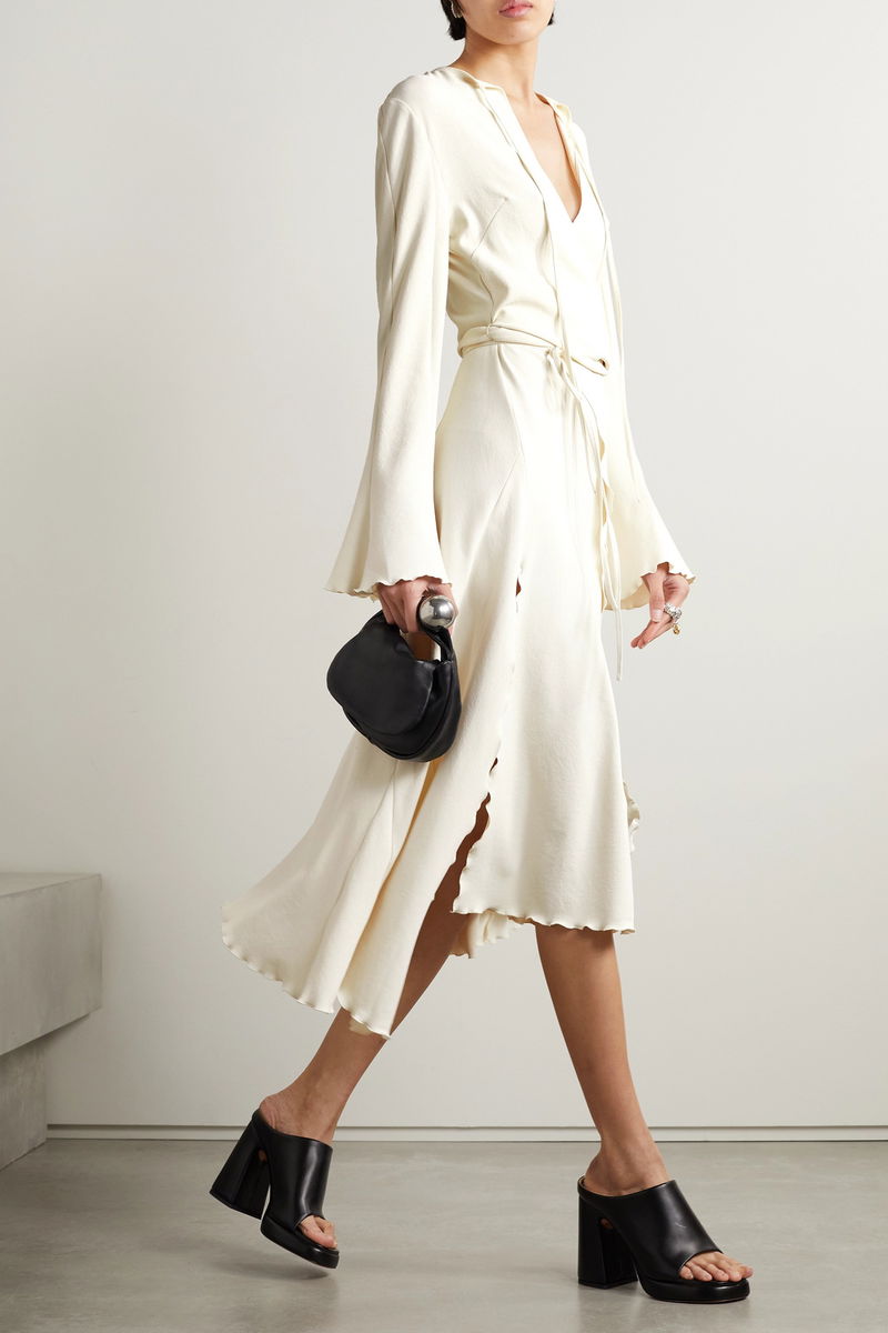 ACNE STUDIOS Asymmetric Crepe Wrap Midi Dress endource