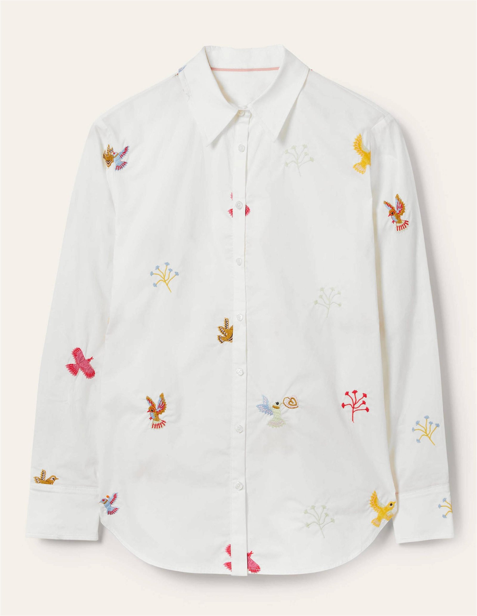 Boden Women's Classic Cotton Shirt Ivory, Tropic Bird Size 12R NWT #88A