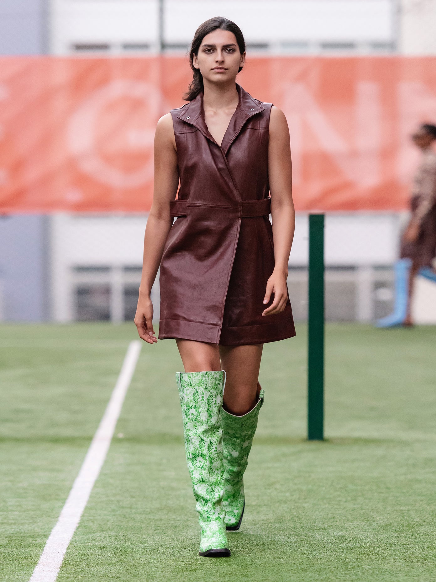 GANNI Sleeveless Leather Wrap Dress | endource
