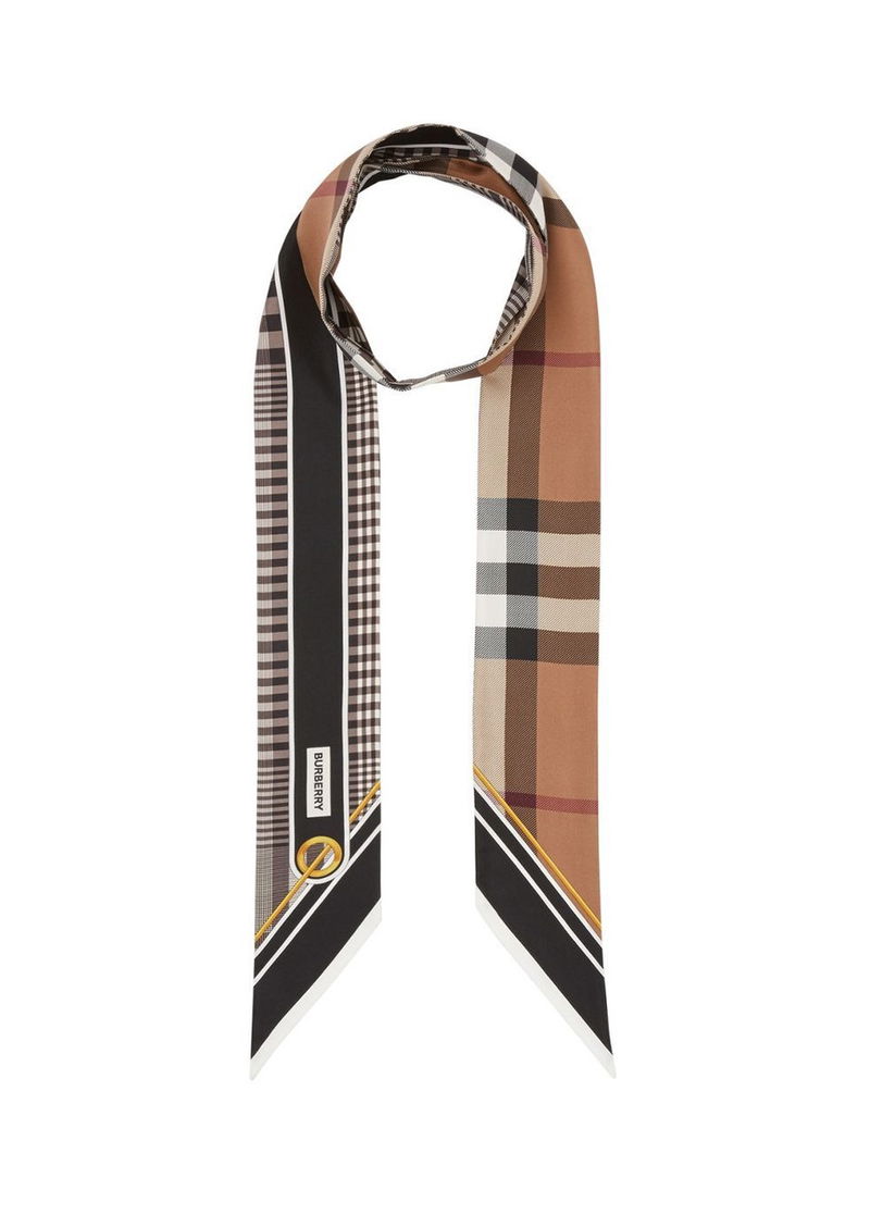 BURBERRY Check Print Silk Skinny Scarf