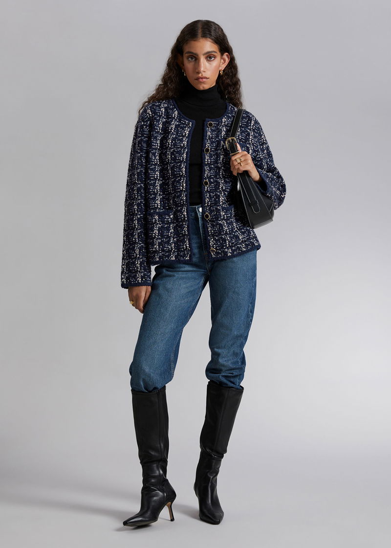 & OTHER STORIES Tweed Jacket in Blue/White Tweed Endource