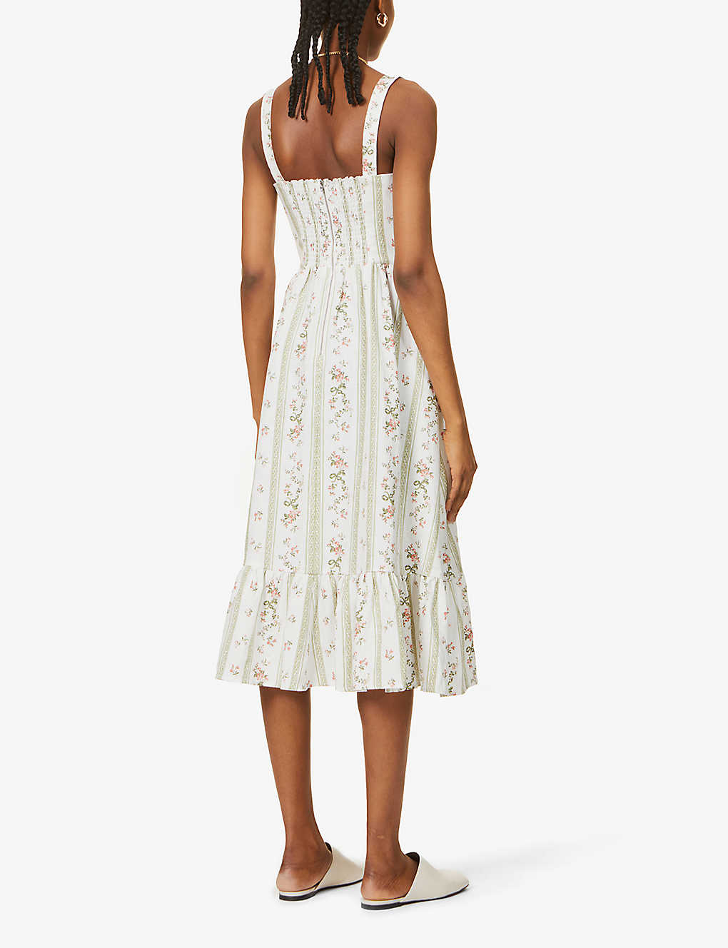REFORMATION Maegan Floral-Print Linen Midi Dress | endource
