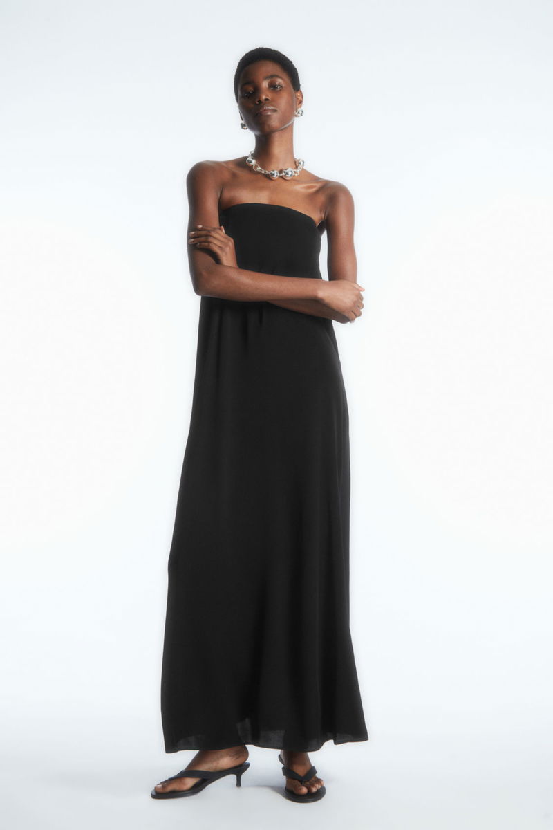 Bandeau Sheer Woven Maxi Dress