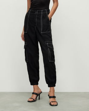 KAREN MILLEN Contrast City Stretch Twill Tab Trousers