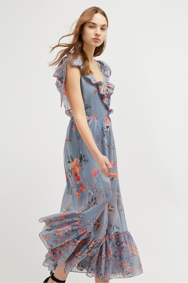 chinese dress ladies Rent Pretty Lavish Cecile Monochrome Floral Maxi Dress main image 1