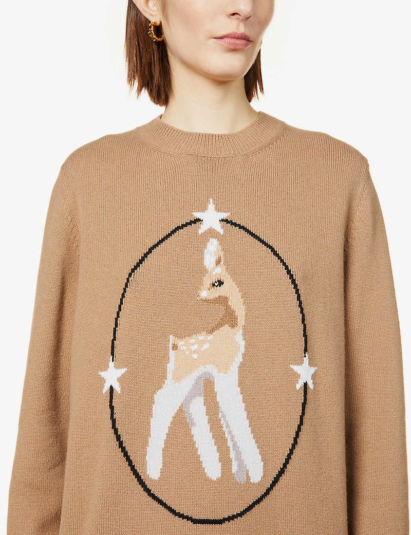 burberry motif intarsia wool cashmere blend sweater