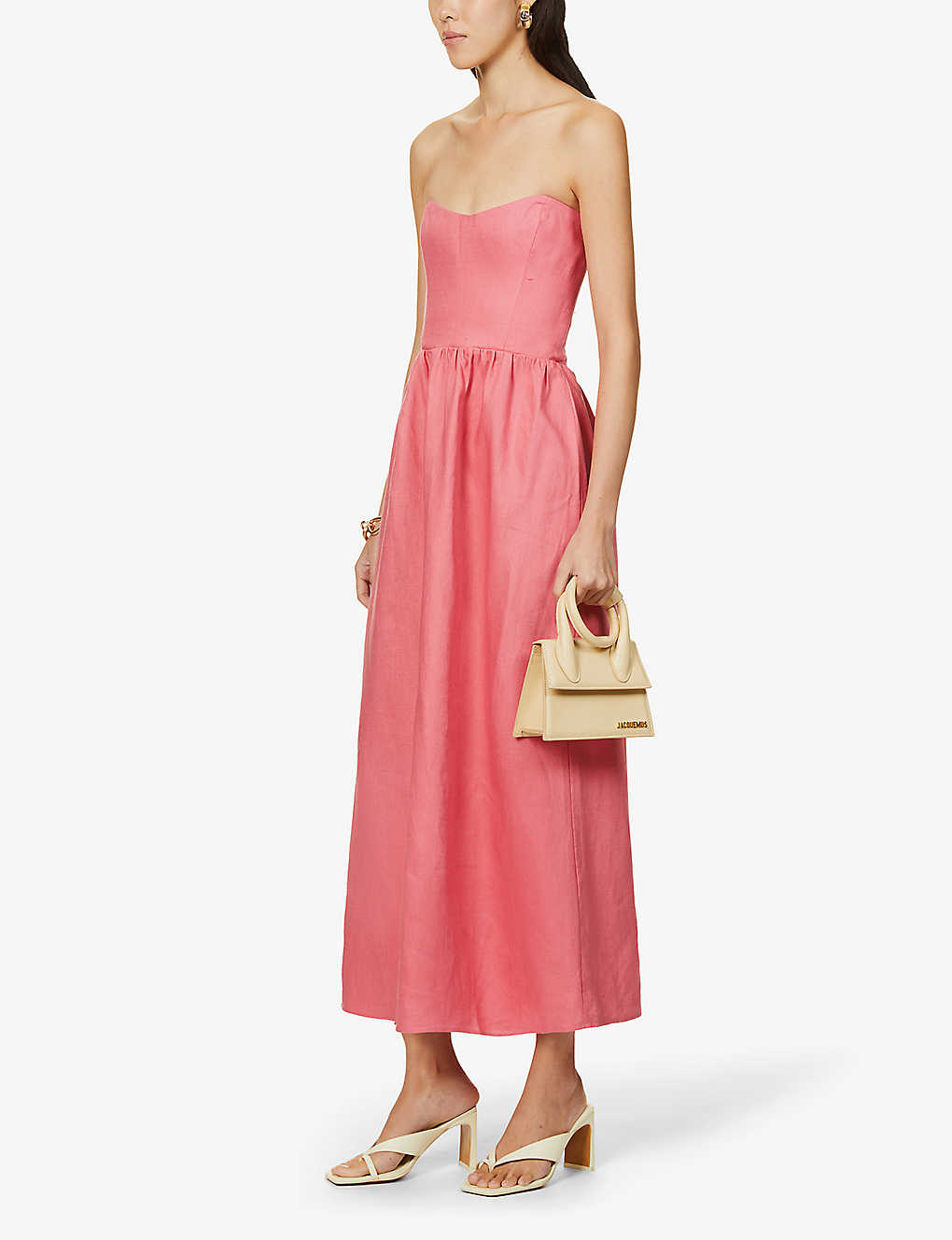 REFORMATION Fettuccine Strapless Linen Midi Dress | endource