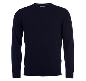 Navy Barbour crewneck sweater with a small logo on the chest