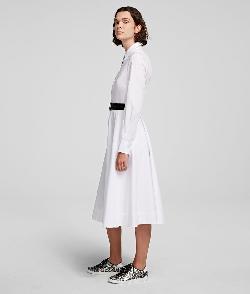 karl lagerfeld white shirt dress KARL LAGERFELD Paris Women's Sportswear Dress, White/Blithe Bl Multi, XX-Small at Amazon Women's Clothing store