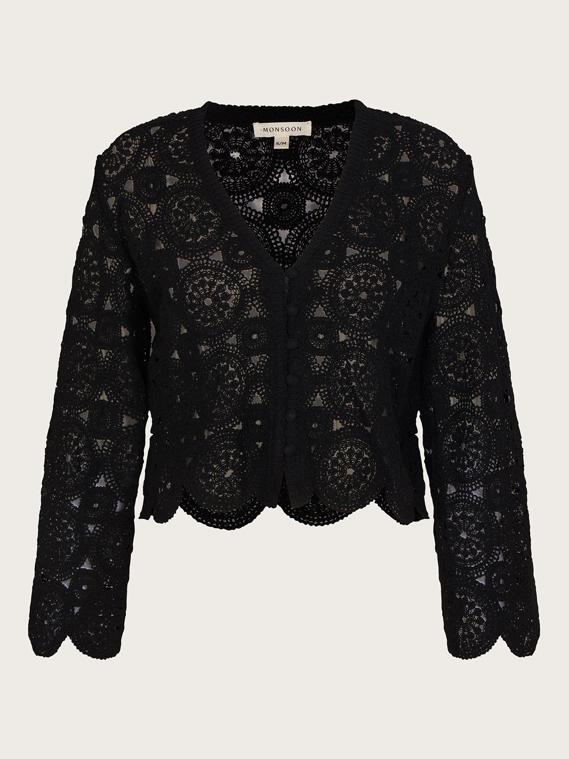 Monsoon Crochet Cropped Cardigan endource