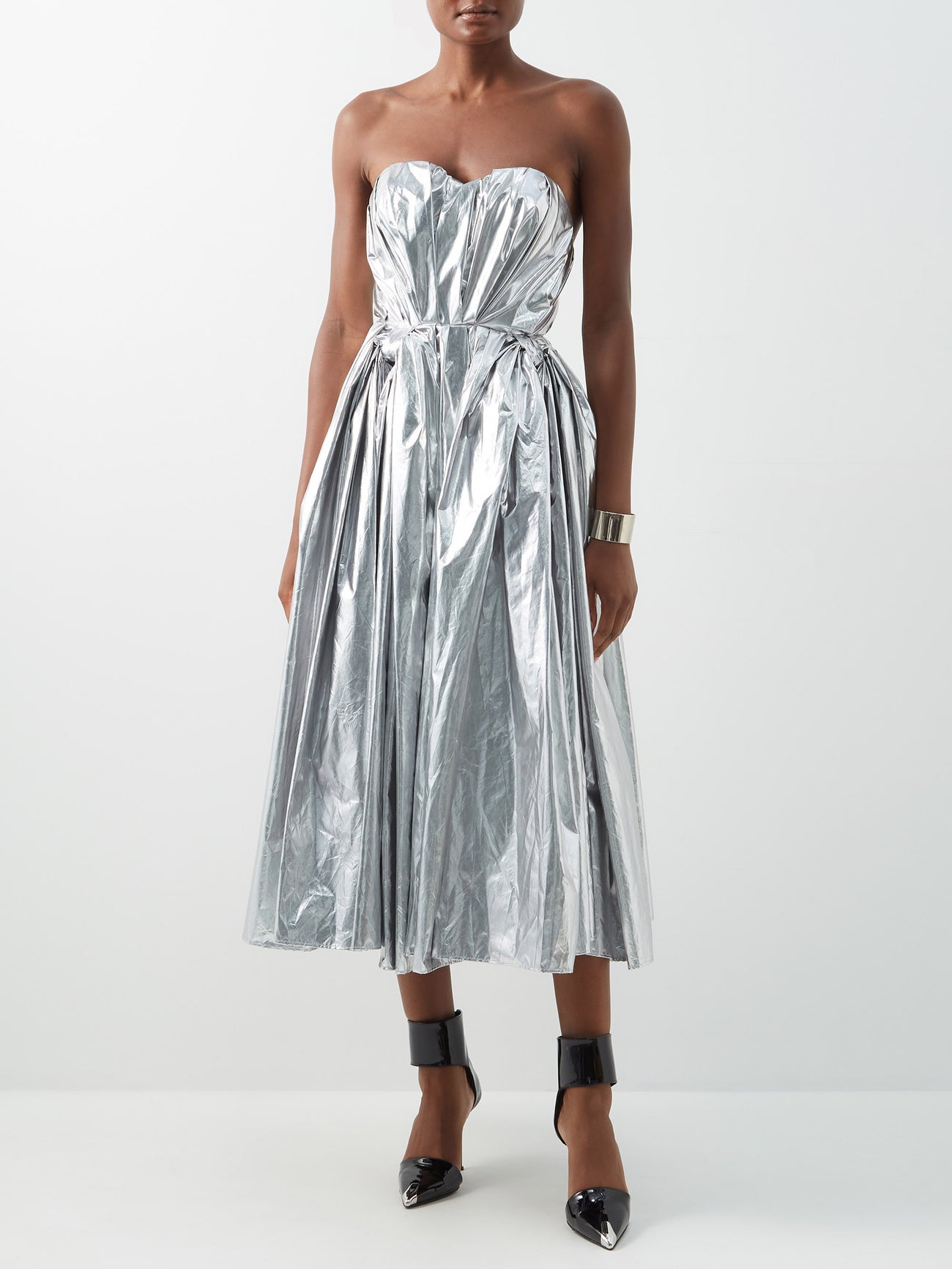alexander mcqueen metallic mesh knit dress Sweetheart-Neckline budget_group:1032