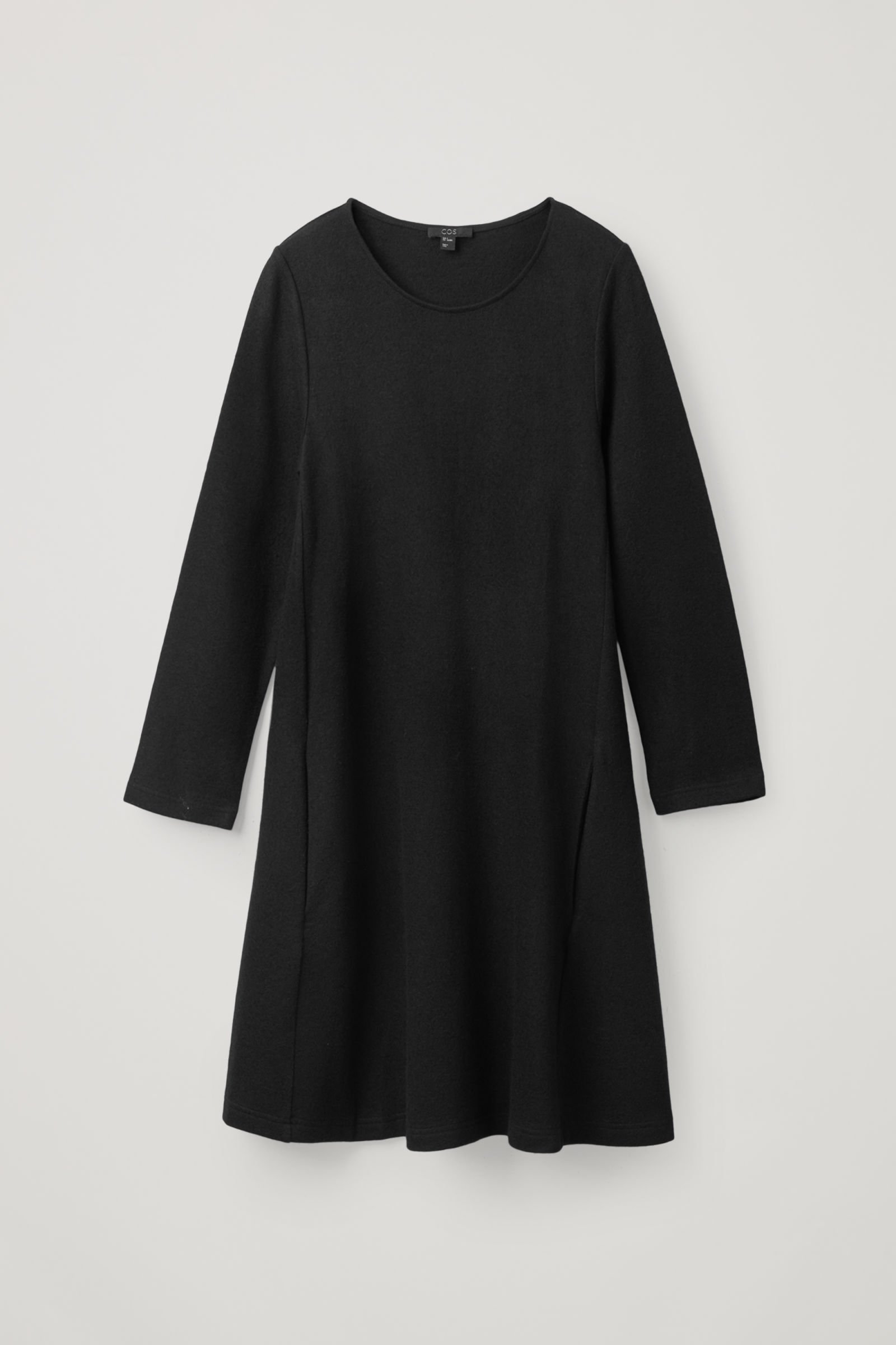 COS A-Line Wool-Cotton Dress in Black | Endource