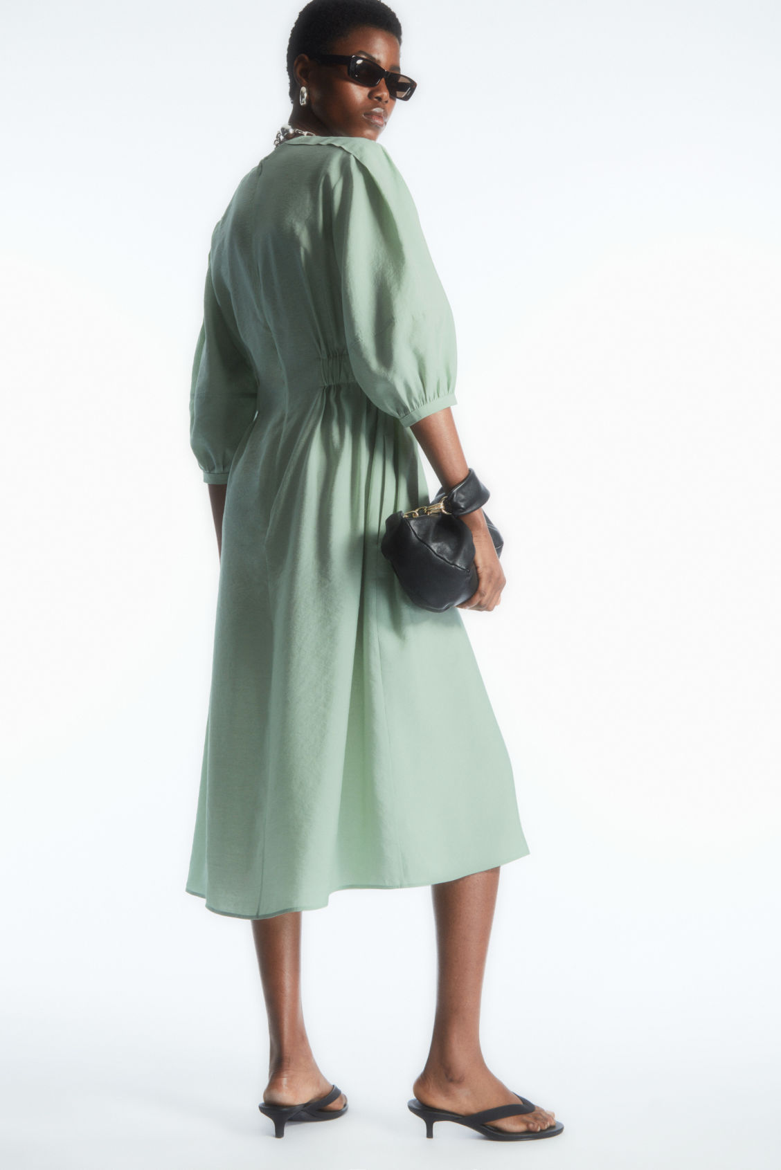 retro polka dot dress 90s My Michelle Red Tea length long sleeve Style:See Through ivory dress stretch cotton