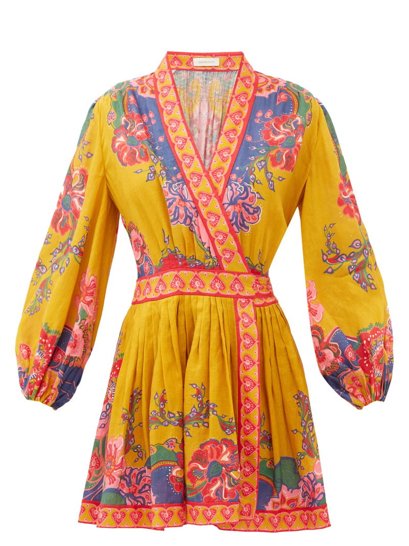 ZIMMERMANN Lovestruck Floral-Print Linen Dress | endource