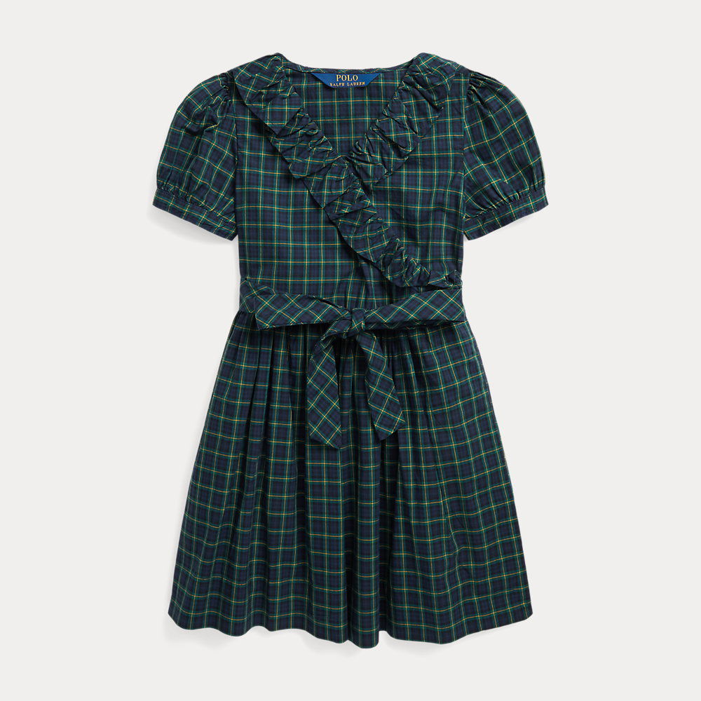 RALPH LAUREN Plaid Ruffled Cotton Wrap Dress | endource